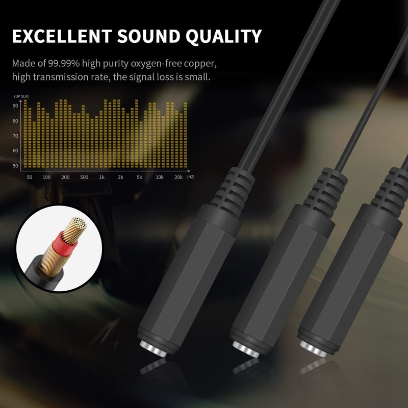 Duttek Guitar Y Cable, 6.35mm 1/4 inch Mono TS Female to 2x6.35mm 1/4 Inch Mono TS Female Y Splitter Cable 20cm/8inch (635F-2FMTS) - Image 4